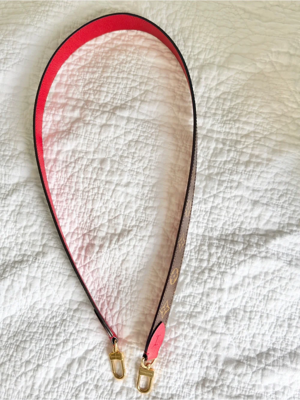 Louis Vuitton Canvas Monogram & Red Leather Strap  Bandoulier